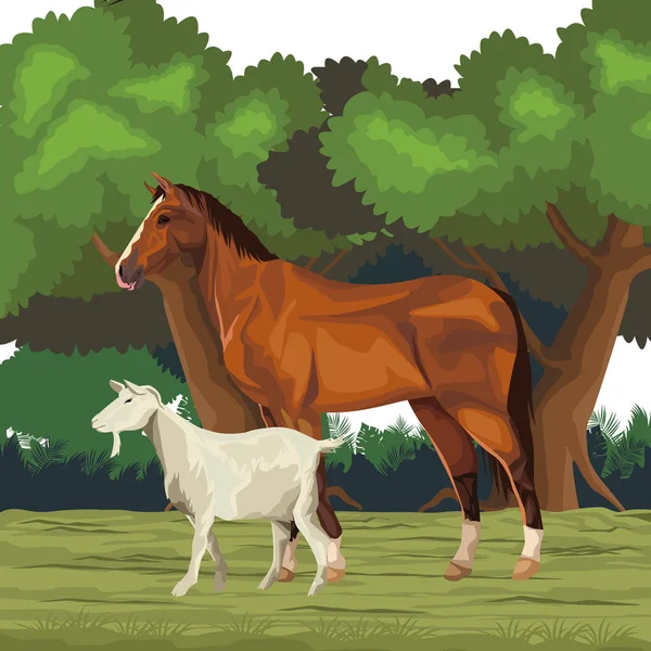 Paard en de geit — Stockvector