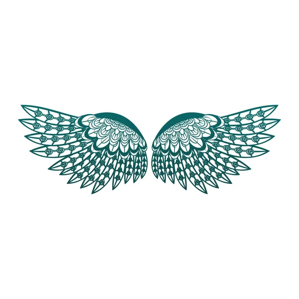 Mavi çizgilerle izole edilmiş kuş kanatları — Stok Vektör