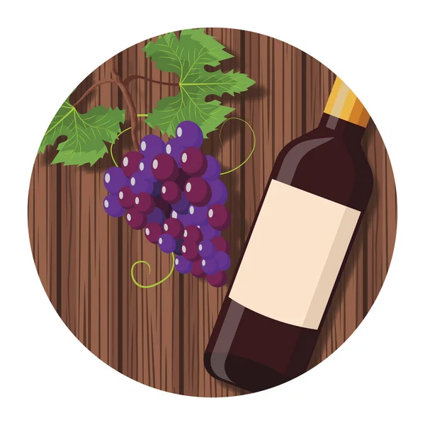 Bouteille de vin et raisins — Image vectorielle