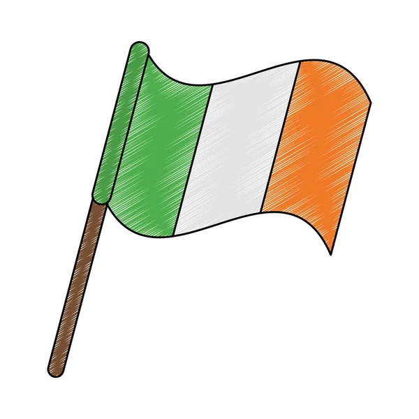 爱尔兰国旗杆涂鸦 — 图库矢量图片