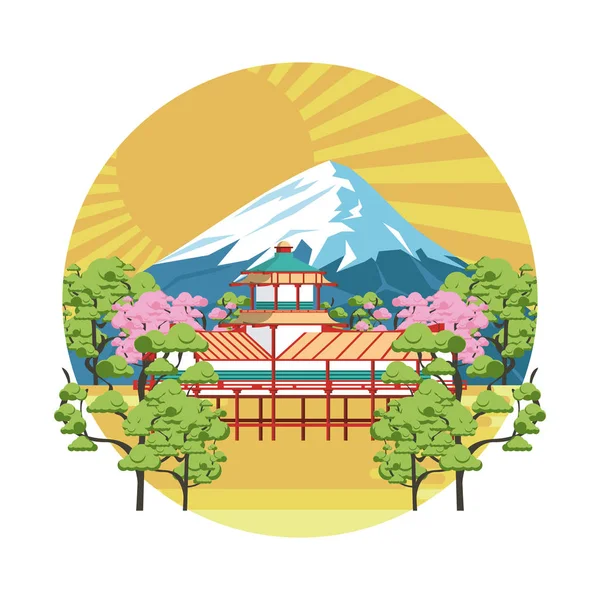 Японський храм в природі — стоковий вектор