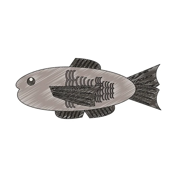 Pescado marisco garabato aislado — Vector de stock