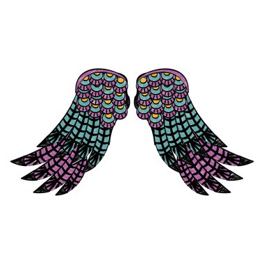 Kuş kanatları izole karalama