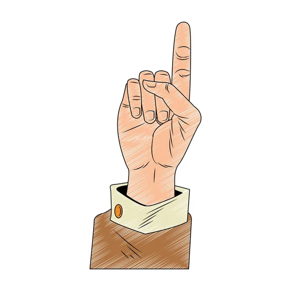 Manlig hand pekar upp popkonst klotter — Stock vektor