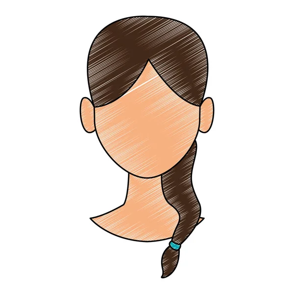 Mujer sin rostro garabato cabeza — Vector de stock