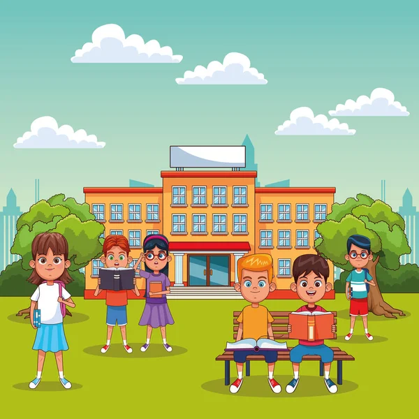 Enfants étudiants à l'école — Image vectorielle