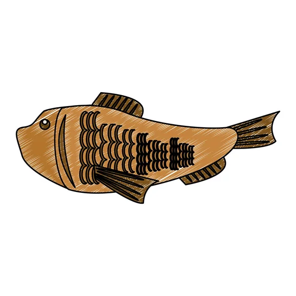 생선 해산물 고립 낙서 — 스톡 벡터
