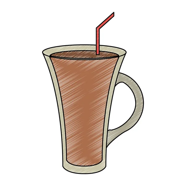 초콜릿 밀크 유리 컵 낙서 — 스톡 벡터