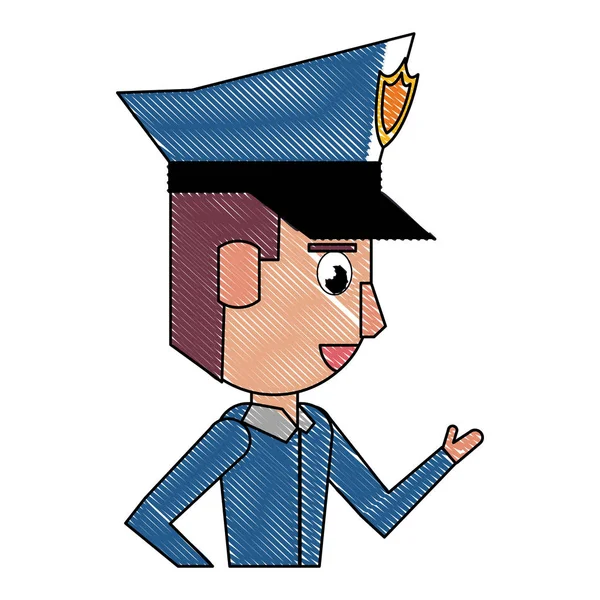 Perfil de policía garabato de dibujos animados — Vector de stock