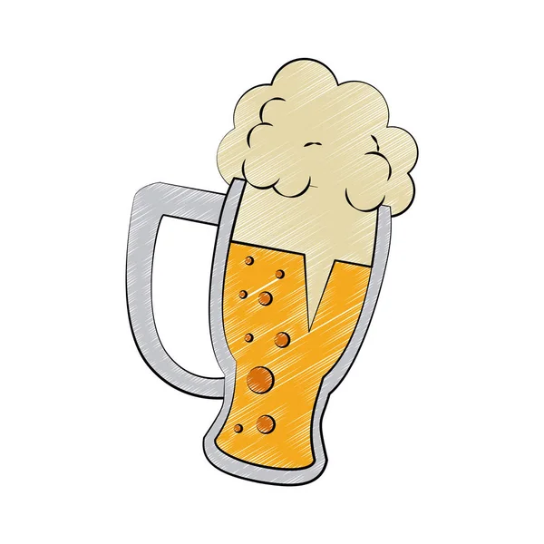 Garabato de cristal de cerveza fría — Vector de stock