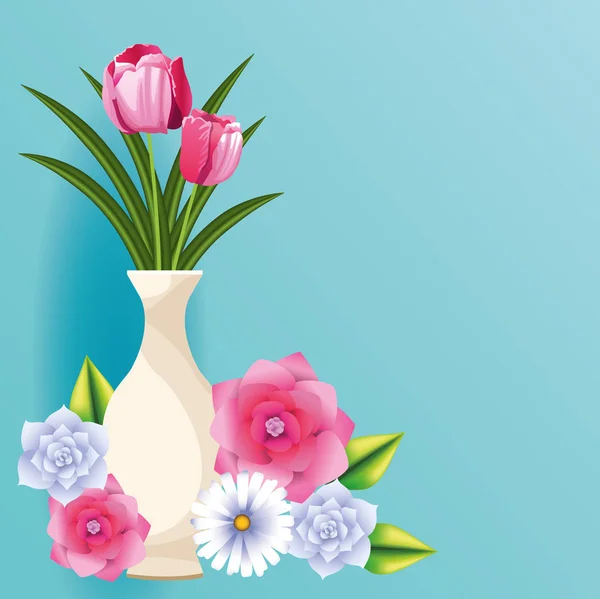 Hermosa tarjeta de flores — Vector de stock