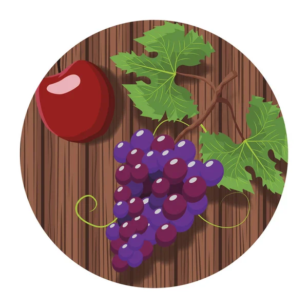 Trauben und Apfelfrüchte — Stockvektor