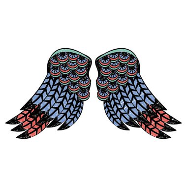 Kuş kanatları izole karalama