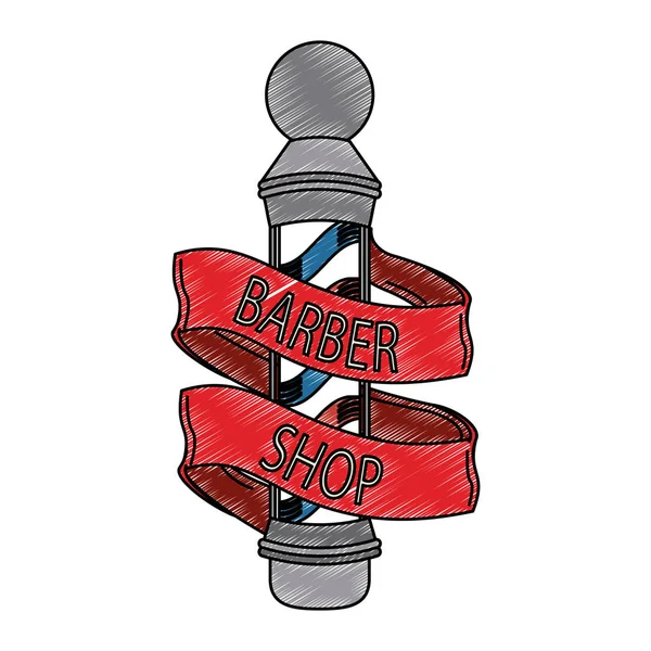 Cartel de barbería con pancarta de cinta garabato — Vector de stock