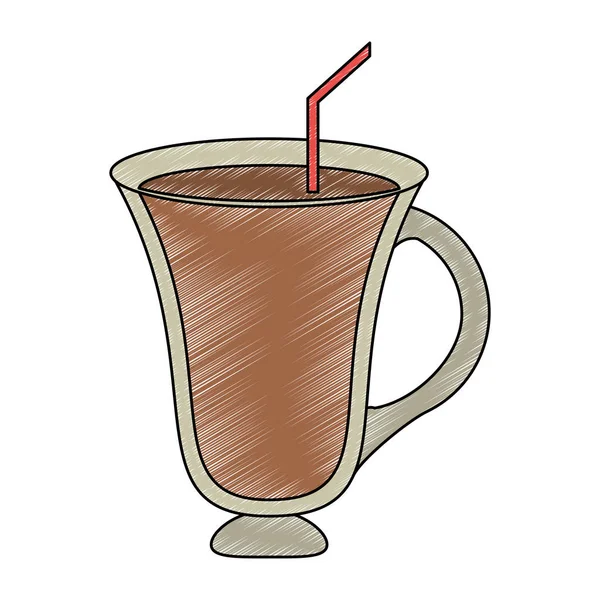 Chocolate milk glass cup scribble — Stock Vector