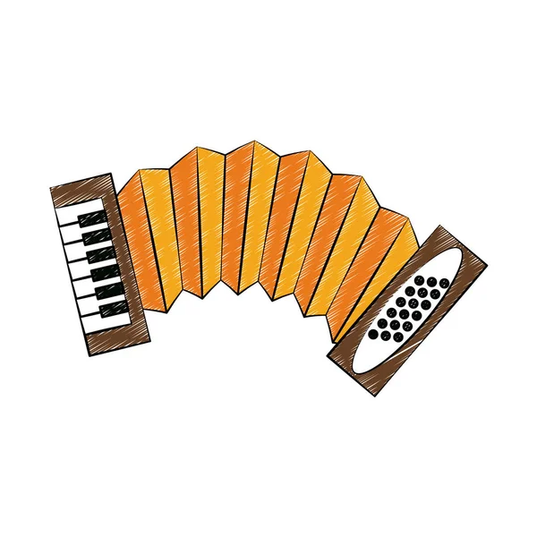 Accordéon instrument de musique gribouillage — Image vectorielle