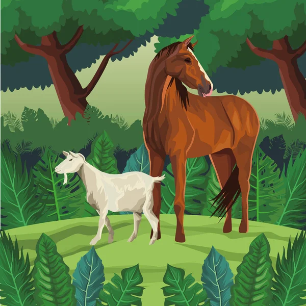 Konie i kozy — Wektor stockowy