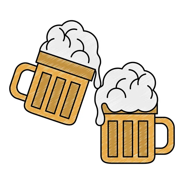 Tasses de bières froides griffonner — Image vectorielle