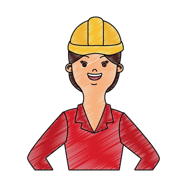 Woman engineer cartoon scribble — ストックベクタ