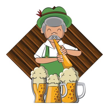 Trompet ve bira ile Bavyera adam