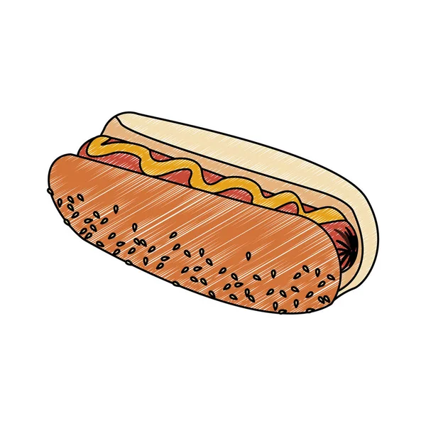 Cachorro quente fast food rabiscar — Vetor de Stock