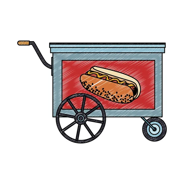 Hot dog cart stand scribble — Stock Vector