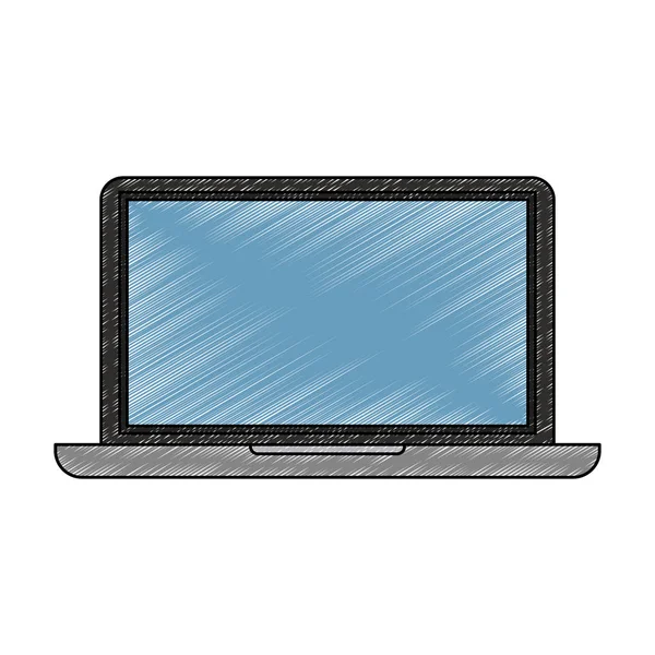 Laptop pc tecnologia scarabocchiare — Vettoriale Stock