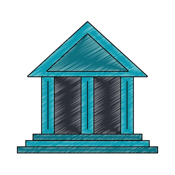 Banco edificio símbolo garabato — Archivo Imágenes Vectoriales