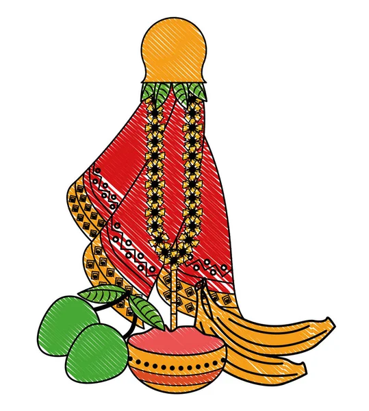 Ugadi indio elementos garabato — Vector de stock