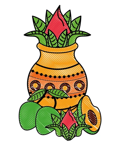 Ugadi indio elementos garabato — Vector de stock