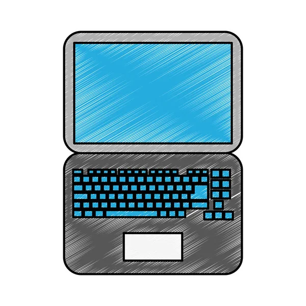 Tecnologia de laptop rabiscos isolados — Vetor de Stock