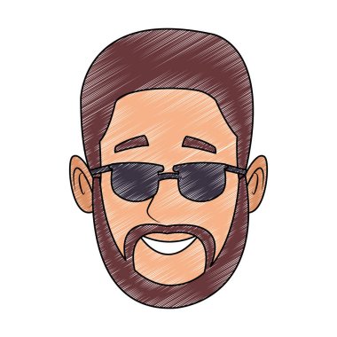 Güneş gözlüklü genç adam suratı.