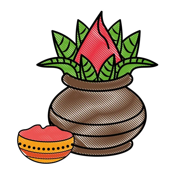 Ugadi indio elementos garabato — Vector de stock