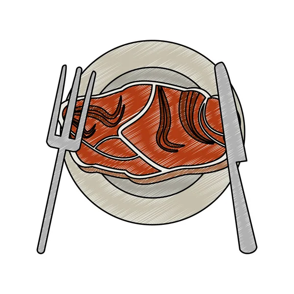 Смачне м'ясо на тарілці — стоковий вектор