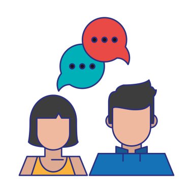 konuşma balonu ile Çift