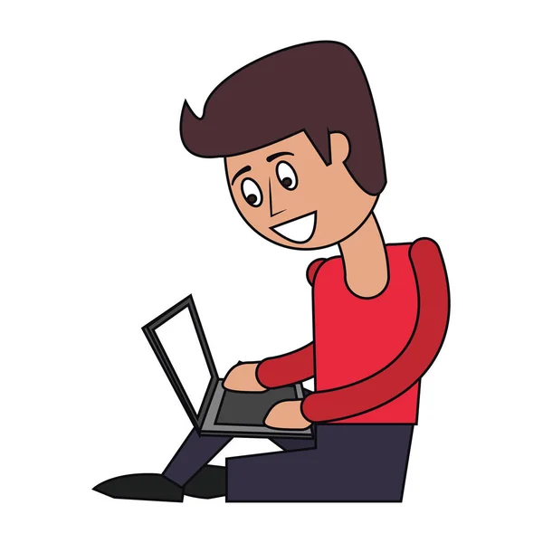 Hombre usando la computadora — Vector de stock