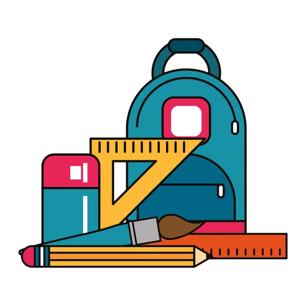 Väska med skolmaterial — Stock vektor
