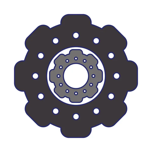 Kugghjul ikon tecknade blå linjer — Stock vektor