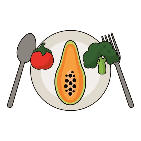 Papaya with vegetables — Stock Vector