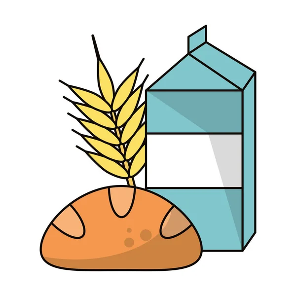Молочный хлеб и пшеничное ухо — стоковый вектор