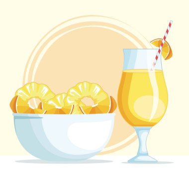 ananas ve portakal kase ile smoothie