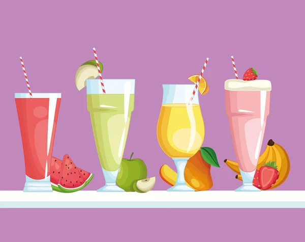 Smoothies mit Früchten — Stockvektor