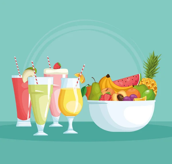 Smoothies gyümölcstál — Stock Vector