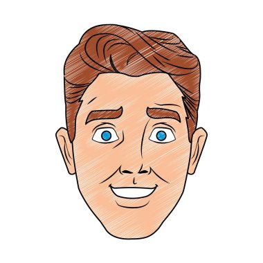 Adam yüz pop art karikatür karalama