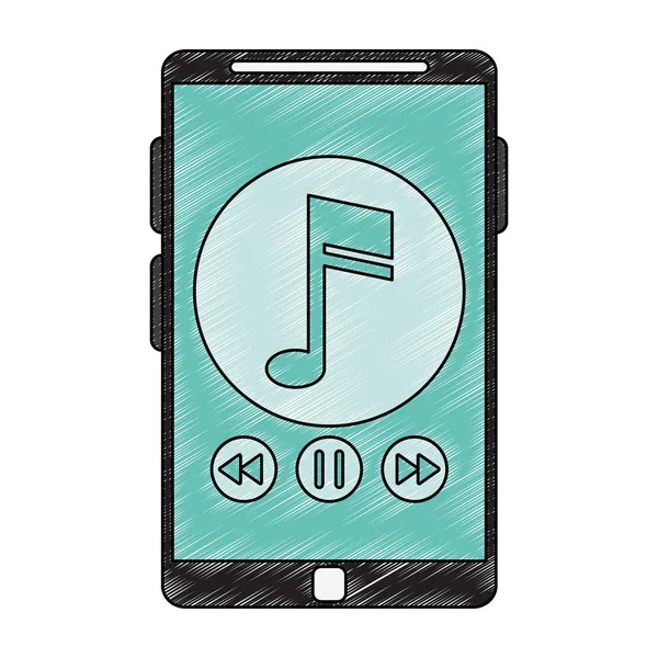 Smartphone with music scribble — Stock Vector