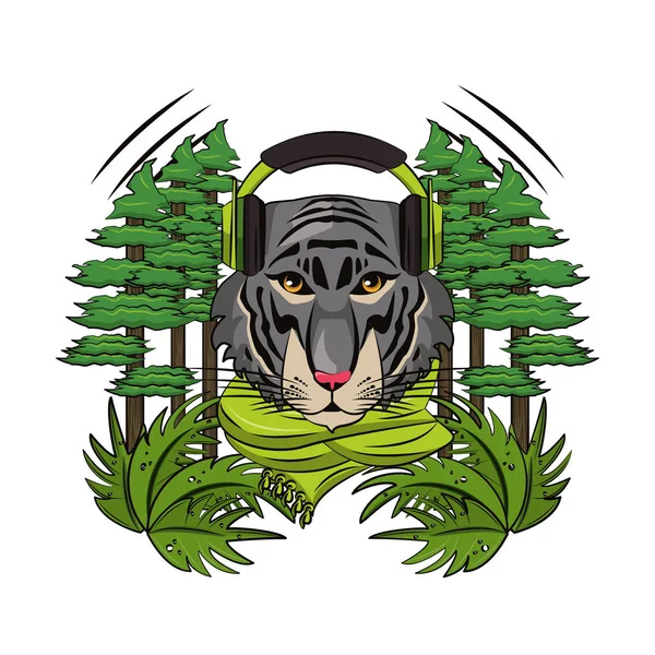 Tigre visage cool croquis — Image vectorielle