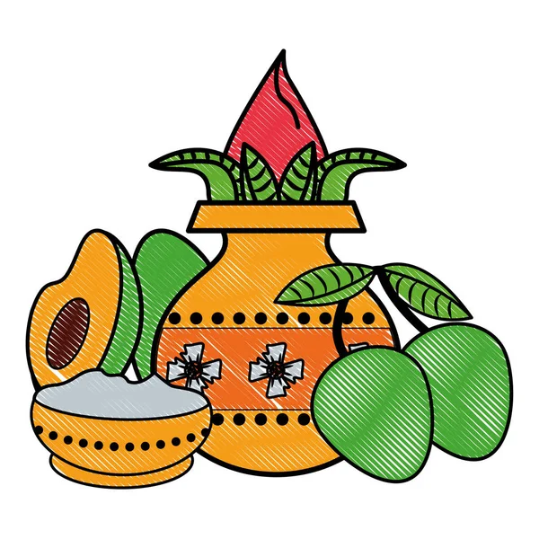 Ugadi indio elementos garabato — Vector de stock