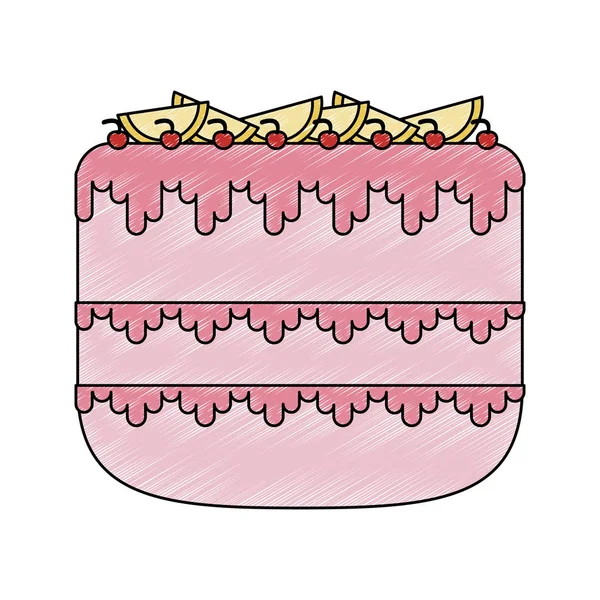 Grand gâteau dessert gribouiller — Image vectorielle