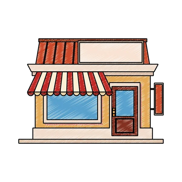 Store shop building scribble — ストックベクタ