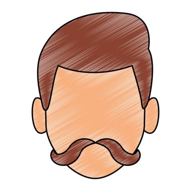 Sakallı kafası yüzsüz karalama ile adam